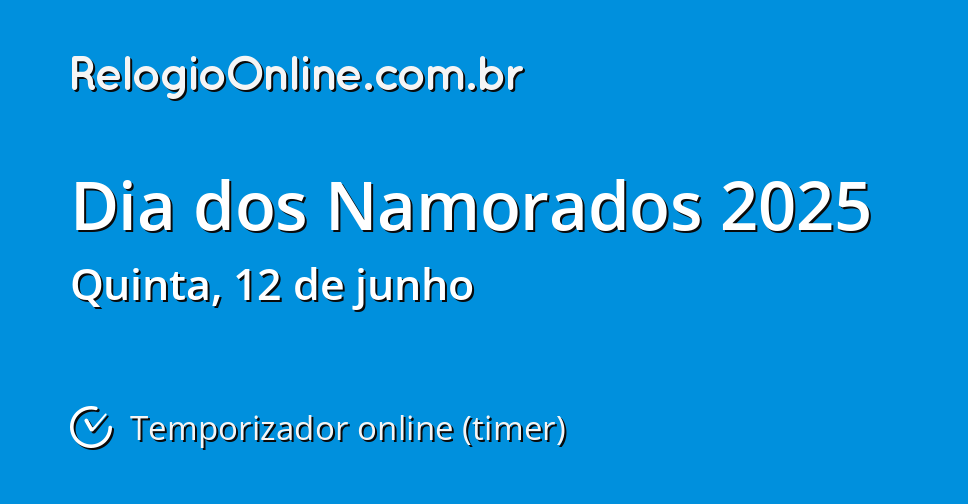 Dia dos Namorados 2025 Temporizador online (timer)