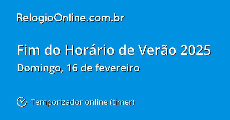 Fim do Horário de Verão 2025 Temporizador online (timer