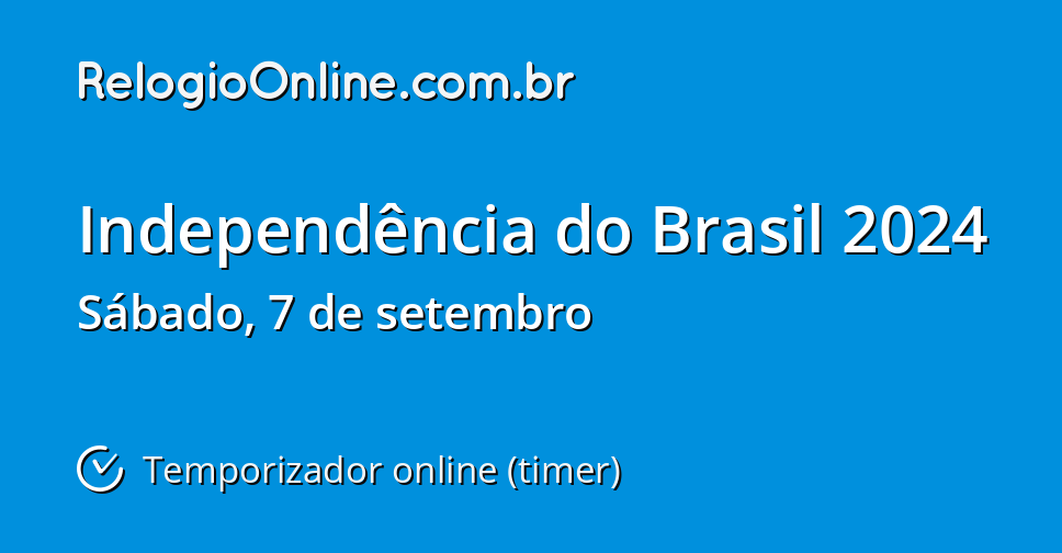 Independência do Brasil 2024 Temporizador online (timer